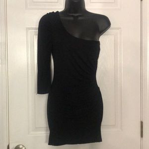 Black mini dress with side cutout